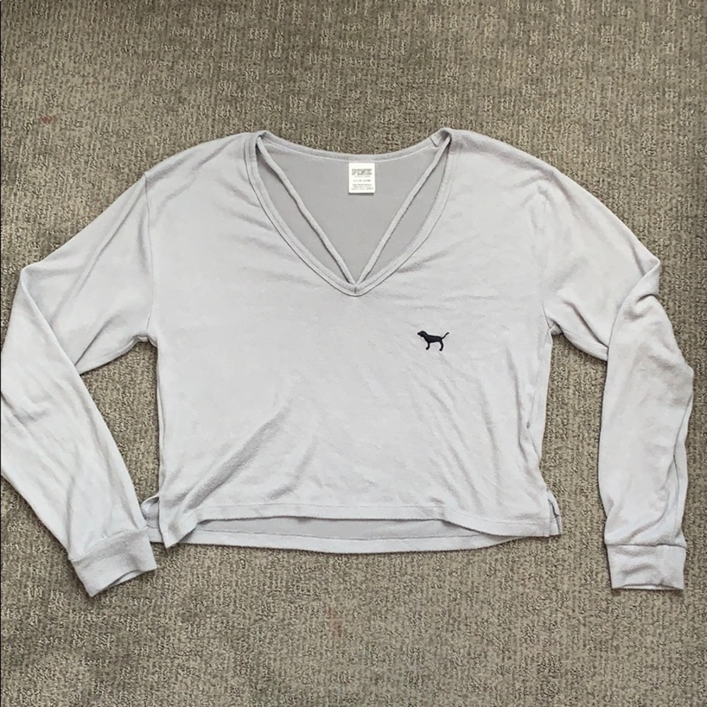 Victoria Secret PINK grey cropped sweater